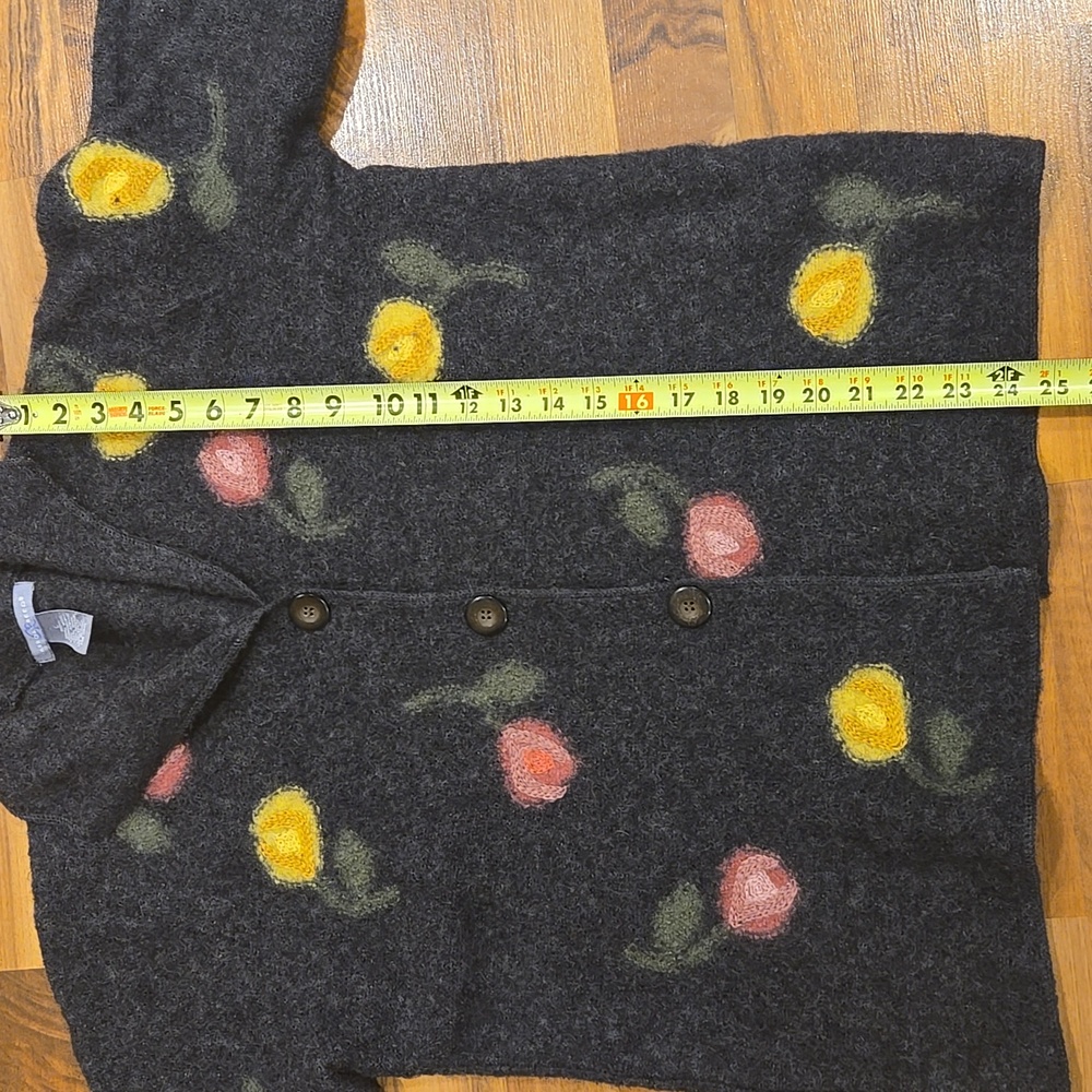 Carroll Reed Floral Button-Up Cardigan 100 Percent Wool - Picture 8 of 10